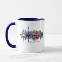 Verloren in den Lichtern - Aquarell-Stadt-Skyline