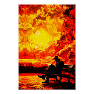 Verloren in Gedanken – Surrealer Sonnenuntergangsr Poster