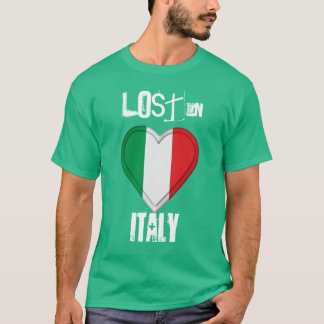 Verloren in Italien - italienisches Flaggen-Herz T-Shirt