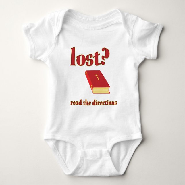 Verloren? Lesen Sie die Bibel für die Richtungen Baby Strampler (Vorderseite)