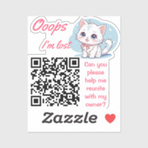 Verloren und Gefunden QR-Aufkleber Fluffy Pink 