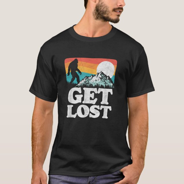 Verlorene Bigfoot Mountains Outdoor 80er Graphic T T-Shirt (Vorderseite)