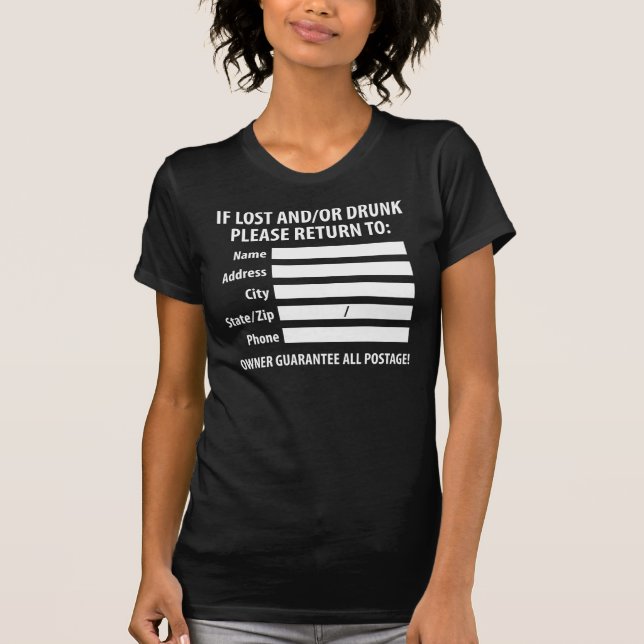 Verlorener/betrunkener Rückholaufkleber T-Shirt (Vorderseite)