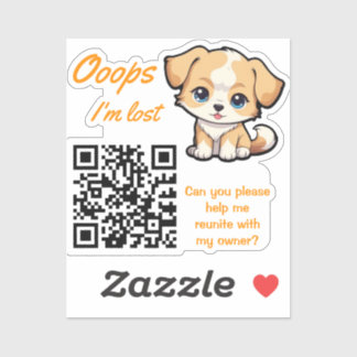 Verlorenes-Item-Rückgabe-QR-Sticker Süßer Welpe Aufkleber