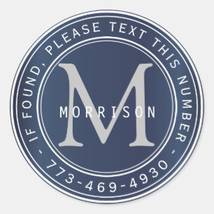 Verlorenes und gefundenes Monogramm im Marine-Blau Runder Aufkleber