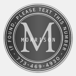 Verlorenes und gefundenes Monogramm im Schwarzen Runder Aufkleber