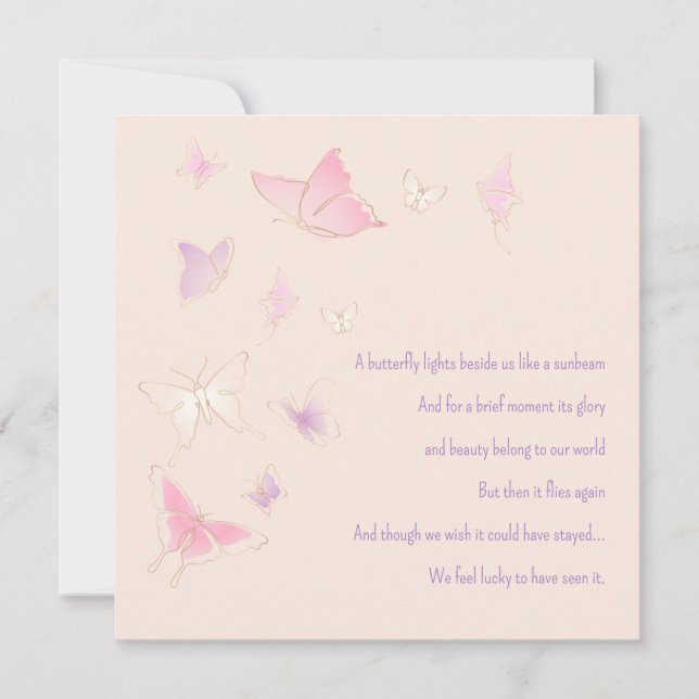 Verlust des Säuglings Girl Pink Butterflies Beilei Mitteilungskarte (Vorderseite)