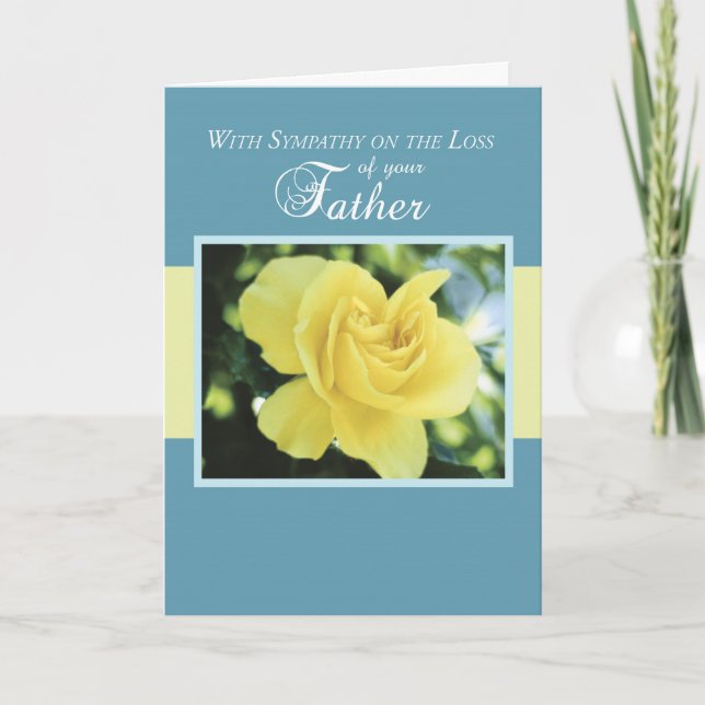 Verlust des Vaters mit Gelben Rose, Beileid Karte (Vorderseite)