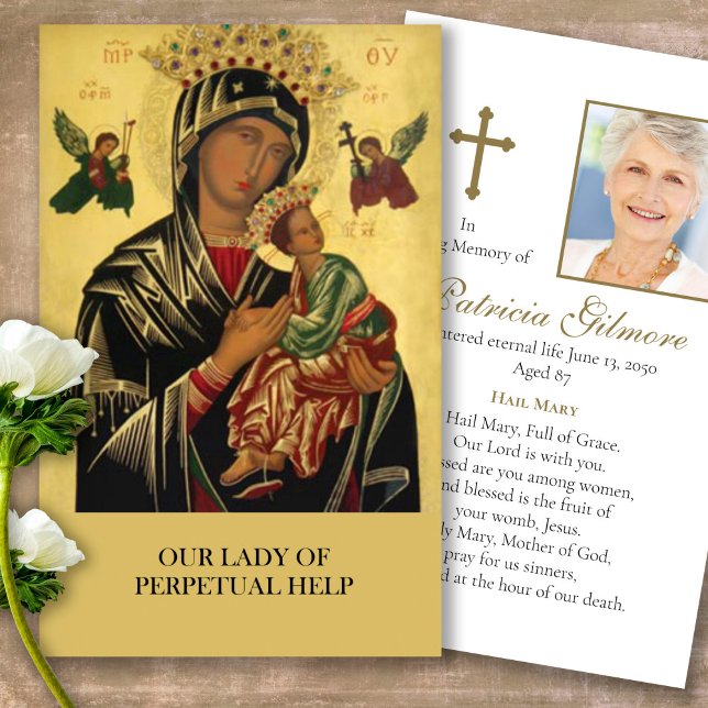 Verlust unserer Frau Perpetual Hilfe Gebet Sympath (catholic, religious, celebration of life, in loving memory of, prayer cards for bereavement)