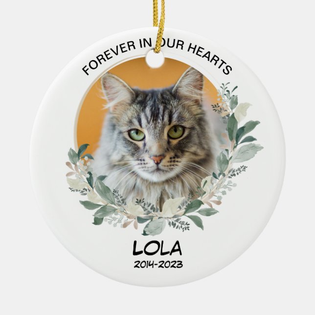 Verlust von Begleithelfer-Geschenk Custom Foto Cat Keramik Ornament (Vorne)
