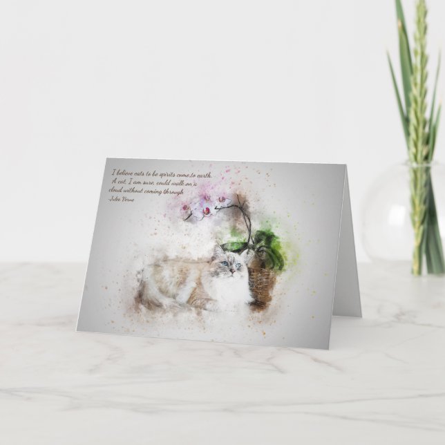 Verlust von Katzen Jules Verne Quote Custom Beilei Karte (Vorderseite)