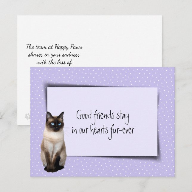 Verlust von Siamkatzen durch Tierärzte Postkarte (Vorne/Hinten)