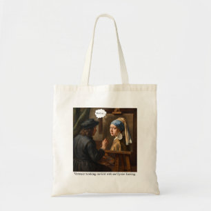 Vermeer arbeitet an Mädchen mit Austern-Ohrring. Tragetasche