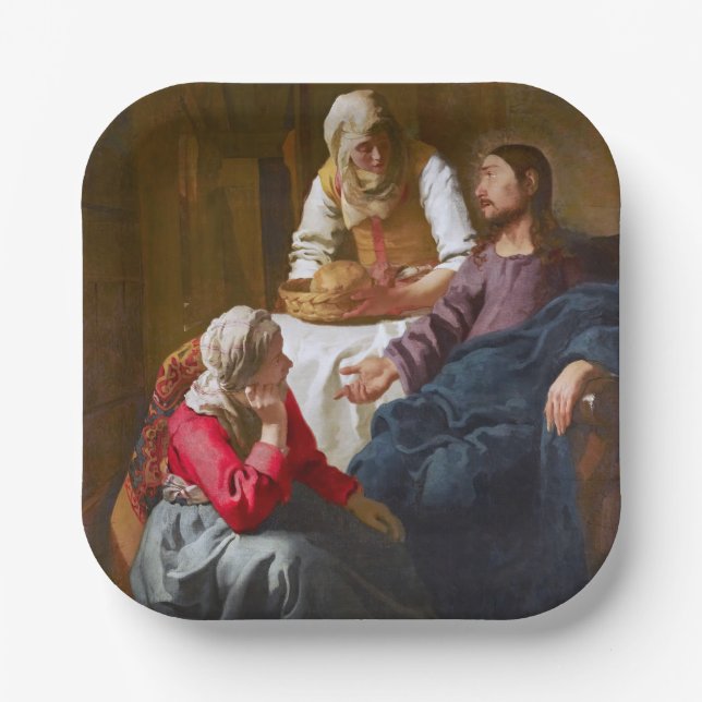 Vermeer - Christus im Haus von Martha und Maria Pappteller (Vorderseite)