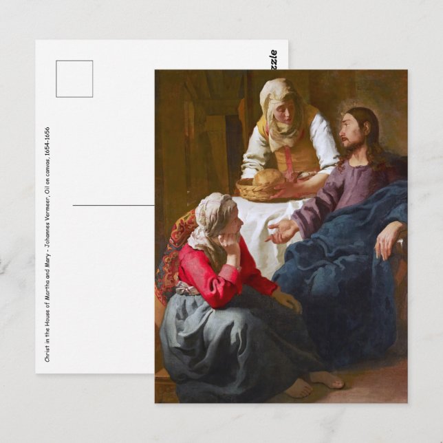 Vermeer - Christus im Haus von Martha und Maria Postkarte (Vorne/Hinten)