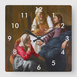 Vermeer - Christus im Haus von Martha und Maria Quadratische Wanduhr