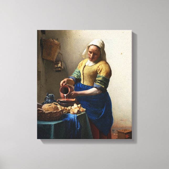 Vermeer Die Milchmädchen-Leinwand Leinwanddruck (Vorderseite)