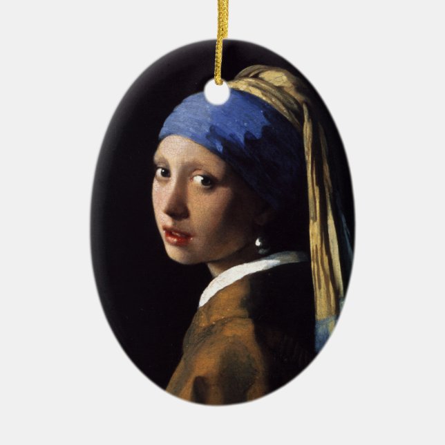 Vermeer Girl Pearl Earring Masterpiece Malerei Keramik Ornament (Vorne)