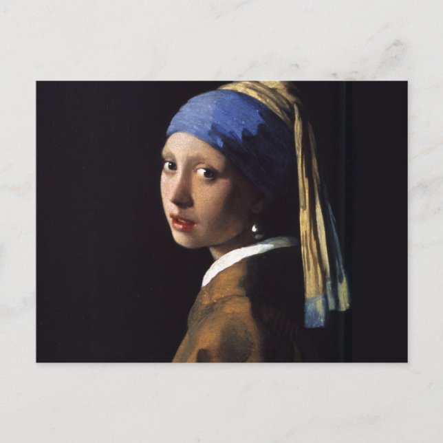 Vermeer Girl Pearl Earring Masterpiece Malerei Postkarte (Vorderseite)