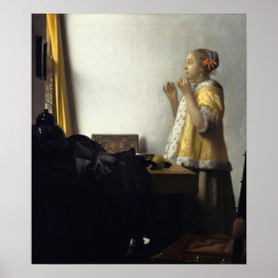 Vermeer - Junge Frau mit Perlenklee 1665 Poster