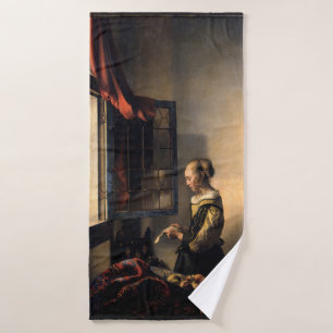 Vermeer - Mädchen beim Lesen eines Briefes am offe Badhandtuch Set