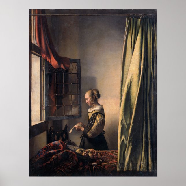Vermeer - Mädchen, die einen Buchstaben im offenen Poster (Vorne)