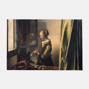 Vermeer - Mädchen, die einen Buchstaben in einem o Fußmatte