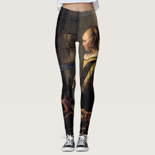 Vermeer - Mädchen, die einen Buchstaben in einem o Leggings