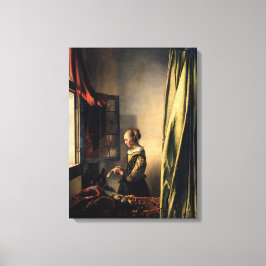 Vermeer - Mädchen, die einen Buchstaben in einem o Leinwanddruck