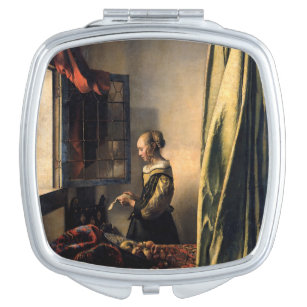 Vermeer - Mädchen, die einen Buchstaben in einem o Taschenspiegel