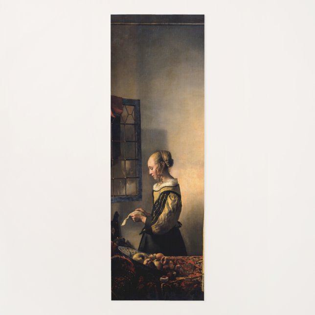 Vermeer - Mädchen, die einen Buchstaben in einem o Yogamatte (Vorderseite)