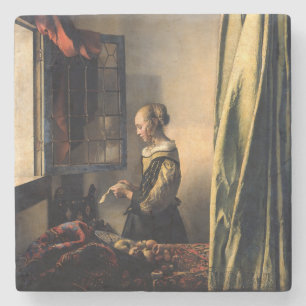 Vermeer - Mädchen liest einen Brief an einem offen Steinuntersetzer