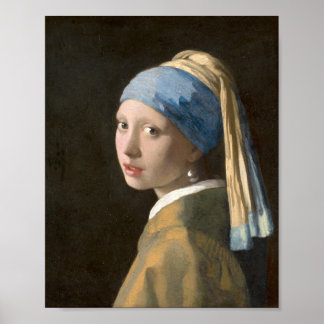 Vermeer - Mädchen mit Perlenohrring (1665) Poster