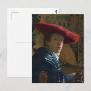 Vermeer - Mädchen mit Red Hat Fine Art Postkarte