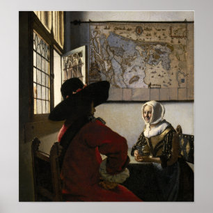 Vermeer - Offizier und lachendes Mädchen 1660 Poster