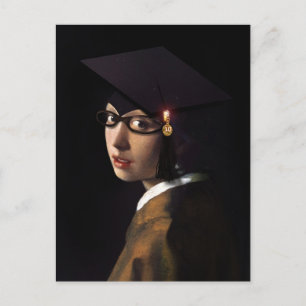 Vermeer Pearl Earring Abschluss Grad Cap Ankündigungspostkarte