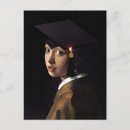 Vermeer Pearl Earring Abschluss Grad Cap Postkarte