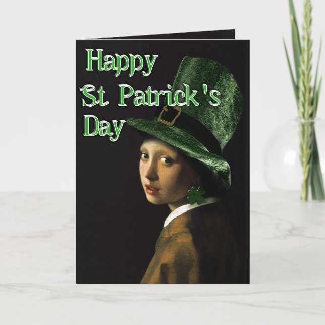 Vermeer Pearl Earring Clover St Patrick's Day Karte (Vorderseite)