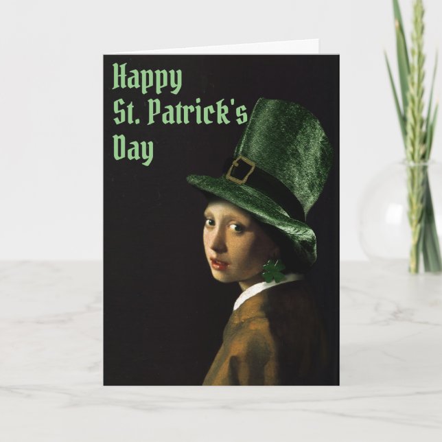 Vermeer Pearl Earring Clover St Patrick's Day Karte (Vorderseite)