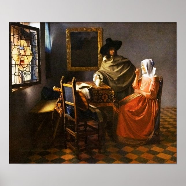 Vermeer The Glass of Wine Poster (Vorne)