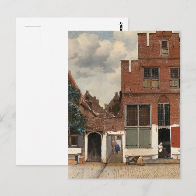 Vermeer - The Little Street Fine Art Postkarte (Vorne/Hinten)