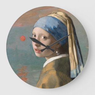 Vermeer trifft Monet Impressionistische Sonnenunte Große Wanduhr