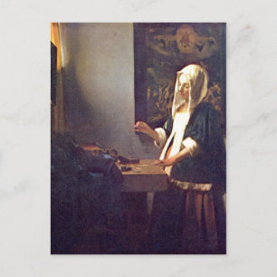 Vermeer van Delft, Jan Die Perlenw?gerin Woman Hol Postkarte