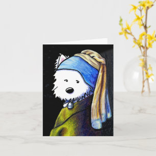 Vermeer Westie mit Pearl Earring Note Card Karte