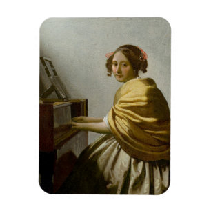 Vermeer Woman Playing Keyboard Magnet