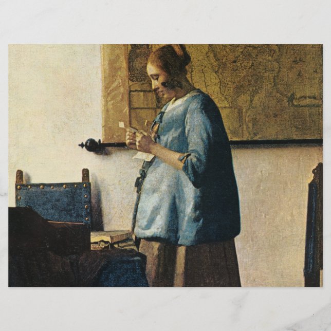 Vermeers Frau in Blue Reading a Letter ca.1665 Flyer (Vorne)