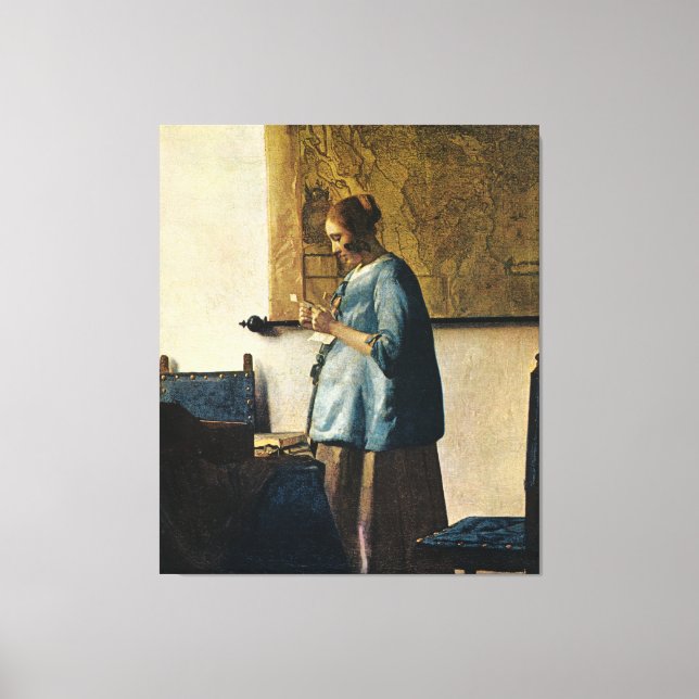 Vermeers Frau in Blue Reading a Letter ca.1665 Leinwanddruck (Vorderseite)