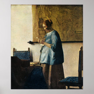 Vermeers Frau in Blue Reading a Letter ca.1665 Poster