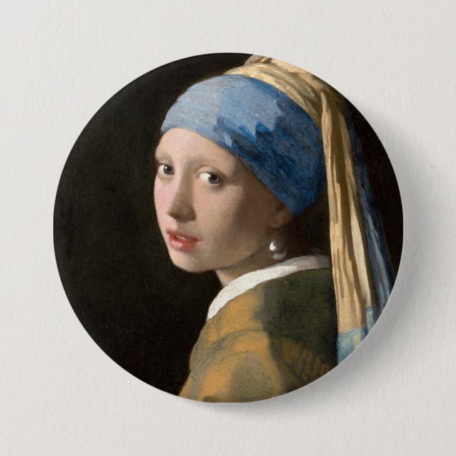 Vermeer's Girl mit Perlenohrring Button (Vorderseite)
