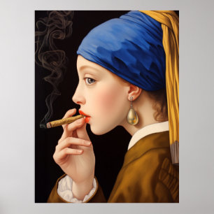 Vermeer's Girl mit Perlenrauchen Poster